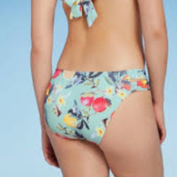 Kona Sol Double Tab Medium Coverage  Hipster Bikini Bottom Floral & Fruit XL # - Picture 3 of 12